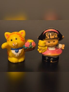 Little People Sonya Lee & Tabby Cat Holding Flower Basket